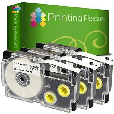 Printing Pleasure 3 x XR-9WE XR-9WE1 Nero su Bianco Nastro compatibile per Casio KL-60 KL-100 KL-120 KL-200 KL-300 KL-750 KL-780 KL-820 KL-2000 KL-7000 KL-7200 KL-8100 KL-8200 CW-L300 9mm x 8m Printing Pleasure 3 x XR-9WE XR-9WE1 Nero su Bianco Nastro compatibile per Casio KL-60 KL-100 KL-120 KL-200 KL-300 KL-750 KL-780 KL-820 KL-2000 KL-7000 KL-7200 KL-8100 KL-8200 CW-L300 9mm x 8m
