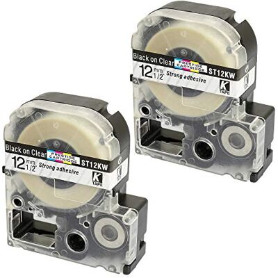 PRESTIGE CARTRIDGE E-AT12KWtwoV2, 2 Nastri LC-4TBN LC-4TBN9 ST12KW nero su trasparente 12mm x 8m, compatibili per Epson LabelWorks LW-300 LW-300L LW-400 LW-500 LW-600P LW-700 LW-900P LW-1000P PRESTIGE CARTRIDGE E-AT12KWtwoV2, 2 Nastri LC-4TBN LC-4TBN9 ST12KW nero su trasparente 12mm x 8m, compatibili per Epson LabelWorks LW-300 LW-300L LW-400 LW-500 LW-600P LW-700 LW-900P LW-1000P