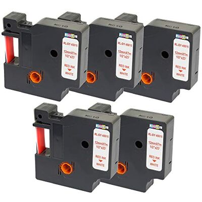 PRESTIGE CARTRIDGE 5 nastri per etichette 45015 S0720550 rosso su bianco 12 mm x 7 m per DYMO LabelManager LM 160 210D 220P 260P 280 360D 420P 450D 500TS PnP MobileLabelPoint LabelWriter LW 4 50 Duo PRESTIGE CARTRIDGE 5 nastri per etichette 45015 S0720550 rosso su bianco 12 mm x 7 m per DYMO LabelManager LM 160 210D 220P 260P 280 360D 420P 450D 500TS PnP MobileLabelPoint LabelWriter LW 4 50 Duo