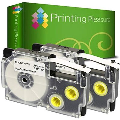 Printing Pleasure 2 x XR-9WE XR-9WE1 Nero su Bianco Nastro compatibile per Casio KL-60 KL-100 KL-120 KL-200 KL-300 KL-750 KL-780 KL-820 KL-2000 KL-7000 KL-7200 KL-8100 KL-8200 CW-L300 9mm x 8m Printing Pleasure 2 x XR-9WE XR-9WE1 Nero su Bianco Nastro compatibile per Casio KL-60 KL-100 KL-120 KL-200 KL-300 KL-750 KL-780 KL-820 KL-2000 KL-7000 KL-7200 KL-8100 KL-8200 CW-L300 9mm x 8m