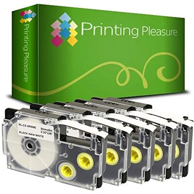 Printing Pleasure 5 x XR-9WE XR-9WE1 Nero su Bianco Nastro compatibile per Casio KL-60 KL-100 KL-120 KL-200 KL-300 KL-750 KL-780 KL-820 KL-2000 KL-7000 KL-7200 KL-8100 KL-8200 CW-L300 9mm x 8m Printing Pleasure 5 x XR-9WE XR-9WE1 Nero su Bianco Nastro compatibile per Casio KL-60 KL-100 KL-120 KL-200 KL-300 KL-750 KL-780 KL-820 KL-2000 KL-7000 KL-7200 KL-8100 KL-8200 CW-L300 9mm x 8m