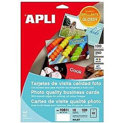APLI 10 fogli biglietti da visita, 89 x 51 mm, per stampa, colore: glossy APLI 10 fogli biglietti da visita, 89 x 51 mm, per stampa, colore: glossy