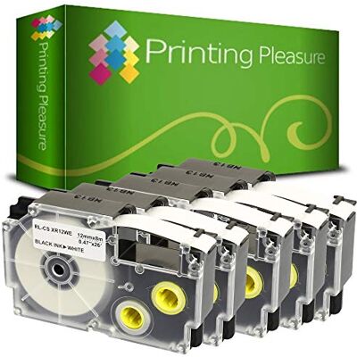 Printing Pleasure 5 x XR-12WE XR-12WE1 Nero su Bianco Nastro compatibile per Casio KL-60 KL-100 KL-120 KL-200 KL-300 KL-750 KL-780 KL-820 KL-2000 KL-7000 KL-7200 KL-8100 KL-8200 CW-L300 12mm x 8m Printing Pleasure 5 x XR-12WE XR-12WE1 Nero su Bianco Nastro compatibile per Casio KL-60 KL-100 KL-120 KL-200 KL-300 KL-750 KL-780 KL-820 KL-2000 KL-7000 KL-7200 KL-8100 KL-8200 CW-L300 12mm x 8m