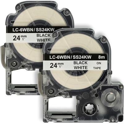 vhbw 2x Cassetta nastro compatibile con Epson LabelWorks LW-700, OK200, LW-900P, OK300, OK500P etichettatrice 8m x 24 mm nero su bianco vhbw 2x Cassetta nastro compatibile con Epson LabelWorks LW-700, OK200, LW-900P, OK300, OK500P etichettatrice 8m x 24 mm nero su bianco