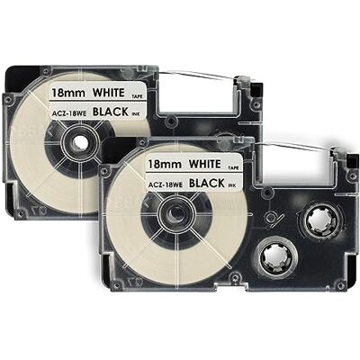 vhbw 2x Cassetta nastro compatibile con Casio KL-200, KL-130, KL-100E, KL-120, KL-1500, CW-L300 etichettatrice 8m x 18 mm nero su bianco vhbw 2x Cassetta nastro compatibile con Casio KL-200, KL-130, KL-100E, KL-120, KL-1500, CW-L300 etichettatrice 8m x 18 mm nero su bianco