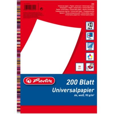 herlitz Carta universale, 90 g/m², formato A4, 200 fogli, colore: bianco herlitz Carta universale, 90 g/m², formato A4, 200 fogli, colore: bianco