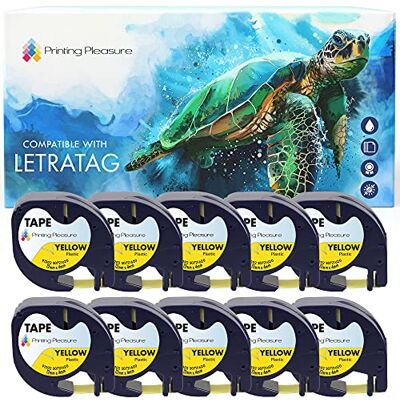 Printing Pleasure 10x Compatibile 91202 Nero su Giallo (12mm x 4m) Plastica Cassetta Nastro per Dymo LetraTag LT-100H, LT-100T, LT-110T, QX 50, XR, XM, 2000, Plus Etichettatrici Printing Pleasure 10x Compatibile 91202 Nero su Giallo (12mm x 4m) Plastica Cassetta Nastro per Dymo LetraTag LT-100H, LT-100T, LT-110T, QX 50, XR, XM, 2000, Plus Etichettatrici