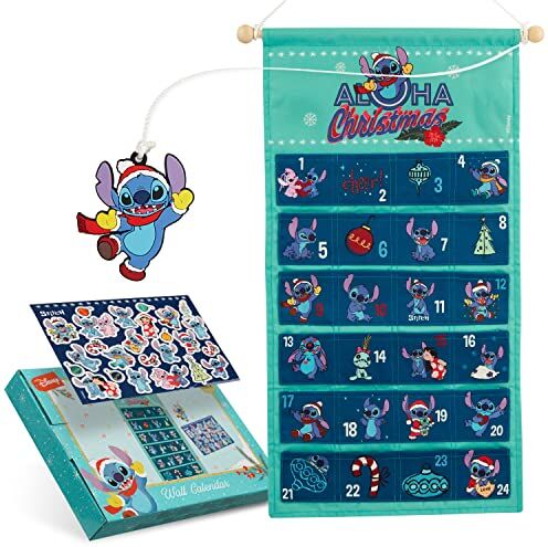 Disney Calendario dell'Avvento Stitch 2023, Calendario Avvento da Appendere e Riempire con Adesivi Stitch