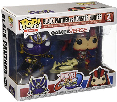 Funko - Games-2 Pack Black Panther Vs Monster Hunter Marvel Capcom Figurina, Multicolore, 22780