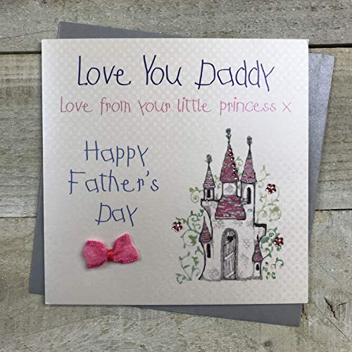 WHITE COTTON CARDS Biglietto per Festa del papà Fatto a Mano con Scritta Castle, You Daddy Love from Your Little Princess, , Bianco