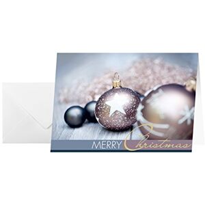 Sigel 25 biglietti di Natale o auguri con busta, motivo decorazioni natalizie, 10,5 x 14,8 cm, bronzo e argentato, facile da stampare Sigel 25 biglietti di Natale o auguri con busta, motivo decorazioni natalizie, 10,5 x 14,8 cm, bronzo e argentato, facile da stampare