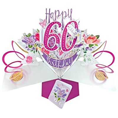 Second Nature Pop Ups Second Nature, Biglietto d'auguri pop-up per 60° compleanno, motivo: fiori, POP193 Second Nature Pop Ups Second Nature, Biglietto d'auguri pop-up per 60° compleanno, motivo: fiori, POP193
