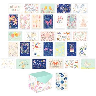 American Greetings Turnowsky Set di 30 biglietti di auguri deluxe per tutte le occasioni, con scatola per ricordi ricaricabile, buste e sigilli American Greetings Turnowsky Set di 30 biglietti di auguri deluxe per tutte le occasioni, con scatola per ricordi ricaricabile, buste e sigilli