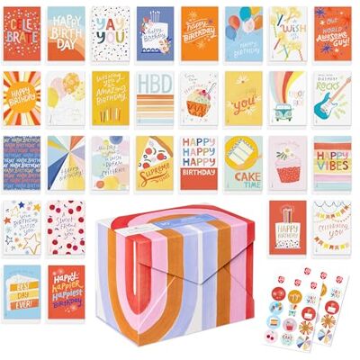 American Greetings Assortimento di 30 biglietti di compleanno con buste, sigilli e scatola portaoggetti (Kathy Davis Designs, Cake) American Greetings Assortimento di 30 biglietti di compleanno con buste, sigilli e scatola portaoggetti (Kathy Davis Designs, Cake)