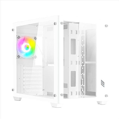 Noua Vision Z111 Bianco, Case PC Gaming ATX, Ventola LED ARGB Indirizzabile, Struttura Doppia Camera, Vetro Temperato Frontale e Laterale