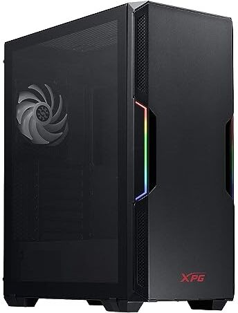 XPG ADATA  STARKER Mid-Tower PC Chassis, ATX/Micro ATX, Mini-ITX, Compact Size, Tempered Glass Side Panel, I/O USB 3.0 Port, Black