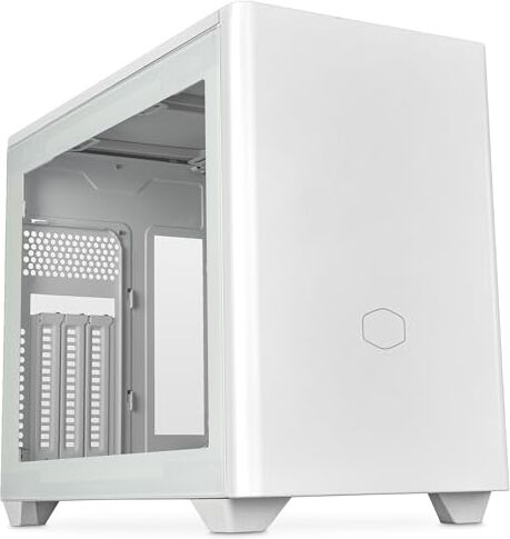 Cooler Master MasterBox NR200P V2 Case PC Mini ITX bianco Pannello Laterale Vetro, Layout GPU Verticale, Cavo Riser PCIe 4.0 x16, Accesso Senza Attrezzi, Ventola PWM 120mm, USB 3.2 Gen 2x2 Type-C