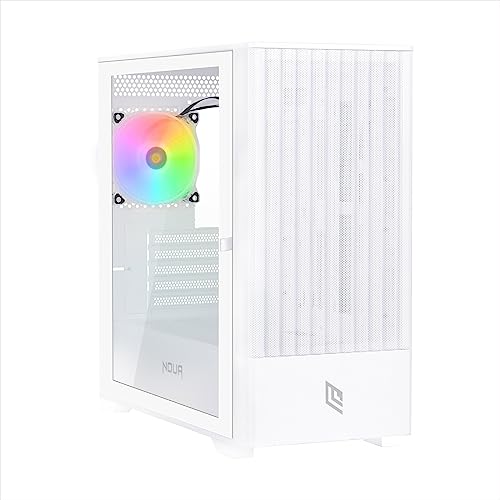 Noua Fobia L111 Bianco Case Micro ATX per PC Gaming Mini Tower 0.60MM SPCC Ventola LED ARGB Indirizzabile Frontale Mesh e Pannello Laterale in Vetro Temperato Chiusura Magnetica