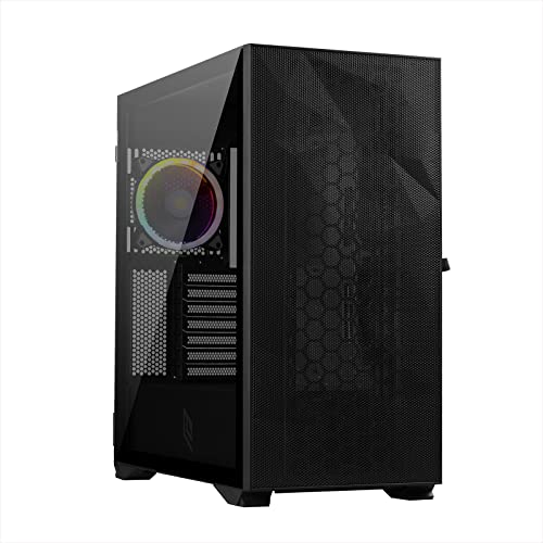 Noua Iron V7 Nero Case PC Gamer ARGB Mid-Tower ATX Ventola PWM ARGB 120 mm Pannello Frontale Mesh e Pannello Laterale in Vetro Temperato con Cerniere