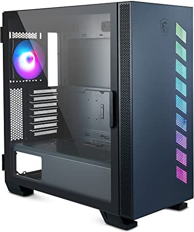 MSI MAG VAMPIRIC 300R PACIFIC BLUE Mid Tower Gaming Computer Case '1x 120mm ARGB Fan Mystic Light Sync, USB Type-C, Pannello in vetro temperato, E-ATX, ATX, MATX, mini-ITX'