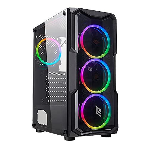 Noua Smash S2 Black Case ATX PC Gaming 0.45MM SPCC 3*USB3.0/2.0 Frontale Plexiglass 4 Ventole Dual Halo RGB Rainbow Addressable 5V ADD Pannello Laterale in Vetro Temperato (AxPxL: 450x370x195 mm)