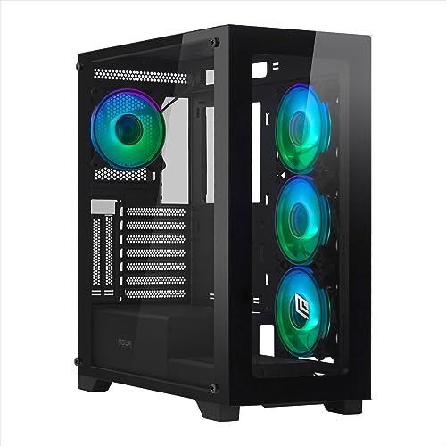 Noua Iron V101 Nero Case PC Gaming Mid-Tower ATX 0.70MM SPCC 4 Ventole PWM ARGB Indirizzabile 120 mm Pannello Frontale e Laterale in Vetro Temperato (AxPxL 486x450x215 mm)