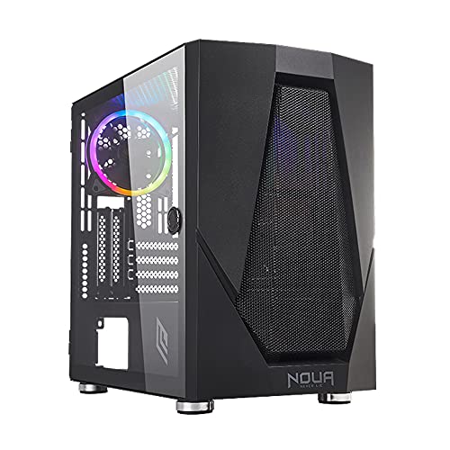 Noua Fobia L5 Nero Case Micro-ATX m-ATX per PC Gaming Mini Tower 0.60MM SPCC Ventola RGB Addressable 5V 3Pin 3*USB3.0/2.0 Front Mesh & Pannello Laterale in Vetro Temperato (AxPxL: 393x412x230 mm)