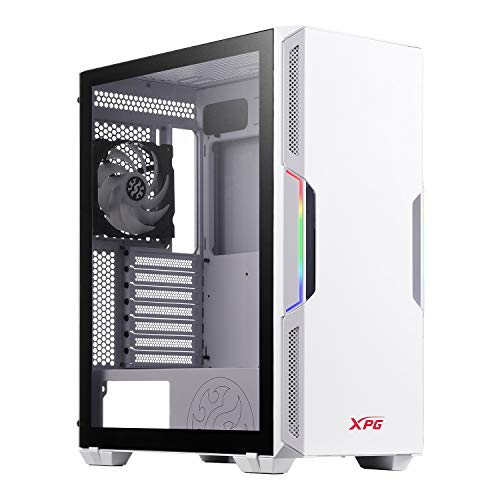 XPG ADATA  STARKER Mid-Tower PC Chassis, ATX/Micro ATX, Mini-ITX, Compact Size, Tempered Glass Side Panel, I/O USB 3.0 Port, White