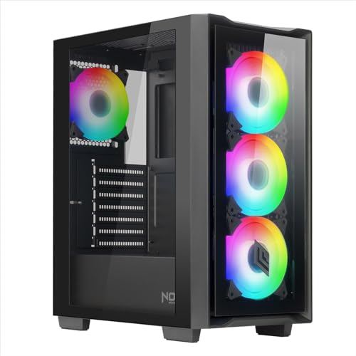 Noua Smash S101 Nero Case PC Gaming ARGB Mid-Tower ATX, 4 Ventole LED RGB Sincronizzabile 120 mm, Pannello Frontale e Pannello Laterale in Vetro temperato