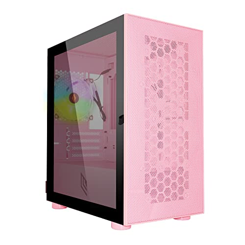Noua Fobia L10 Rosa Case Micro-ATX per PC Gaming Mini Tower 0.60MM SPCC Ventola White RGB Rainbow Frontale Mesh & Pannello Laterale in Vetro Temperato Chiusura Magnetica (AxPxL: 405x380x210 mm)
