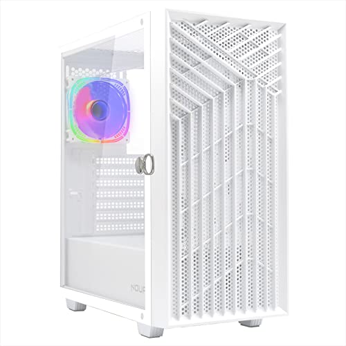 Noua Diamond C112 Bianco Case ATX per PC Gaming, Supporta E-ATX, 0.50MM SPCC Ventola LED ARGB Indirizzabile Frontale Mesh e Pannello Laterale in Vetro Temperato