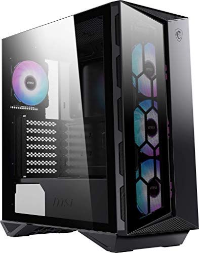 MSI MPG GUNGNIR 110R 'G110R' Mid Tower Gaming Caso, Nero, USB 3.2 Gen2 Tipo C, 4x 120 mm ARGB Fan, Mystic Light Sync, 1 a 6 ARGB Scheda di controllo, pannello in vetro temperato, ATX, mATX, Mini-ITX