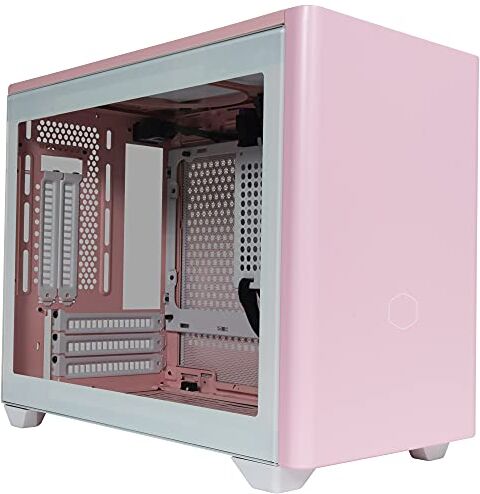 Cooler Master MasterBox NR200P Mini ITX Case Pannello Laterale Vetro Temperato, Opzioni Raffreddamento Superiori, Display GPU Verticale, Accessibilità 360° Tool-Free Rosa Flamingo