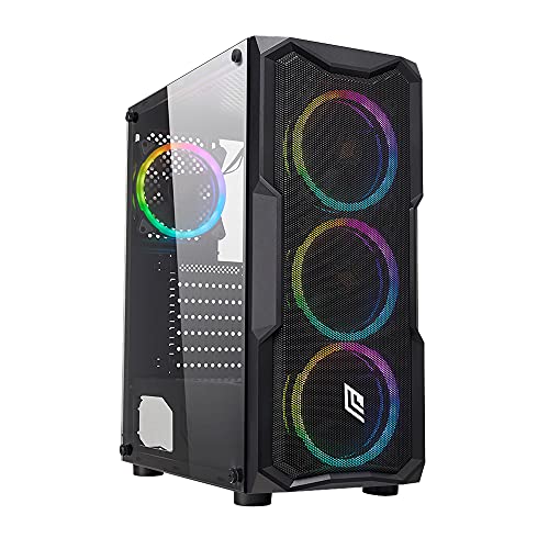 Noua Smash S1 Black Case ATX PC Gaming 0.45MM SPCC 3*USB3.0/2.0 Front Metal Mesh 4 Ventole Dual Halo RGB Rainbow Addressable 5V ADD Pannello Laterale in Vetro Temperato (AxPxL: 450x370x195 mm)