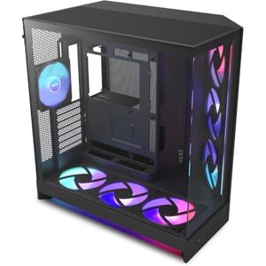NZXT H9 Flow RGB+ (2025) – Grande Case PC ATX Mid-Tower a Doppia Camera per Flusso d'Aria – Include 7 ventole RGB (6 x 140mm, 1 x 120mm) e hub di controllo – Nero NZXT H9 Flow RGB+ (2025) – Grande Case PC ATX Mid-Tower a Doppia Camera per Flusso d'Aria – Include 7 ventole RGB (6 x 140mm, 1 x 120mm) e hub di controllo – Nero