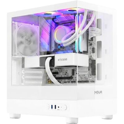Noua Fobia LH200, Case PC Gaming Micro-ATX, Ventola Bianca 120mm, Case Micro Tower per Computer Doppio Vetro Temperato Panoramico, Bianco Noua Fobia LH200, Case PC Gaming Micro-ATX, Ventola Bianca 120mm, Case Micro Tower per Computer Doppio Vetro Temperato Panoramico, Bianco