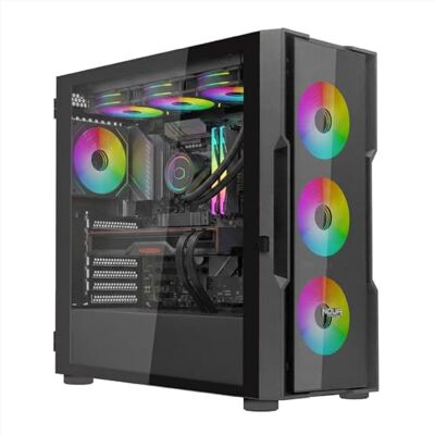 Noua Smash SK100 Case Gaming PC Mid-Tower ATX/E-ATX Doppio Vetro Temperato 4 Ventole ARGB PWM Preinstallate AIO 360mm GPU fino a 400mm Airflow Ottimizzato Noua Smash SK100 Case Gaming PC Mid-Tower ATX/E-ATX Doppio Vetro Temperato 4 Ventole ARGB PWM Preinstallate AIO 360mm GPU fino a 400mm Airflow Ottimizzato