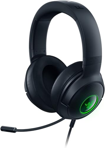 Razer Kraken V3 X USB Cuffie cablate USB da gaming Comfort ultraleggero (ultra-leggera da 285g, Driver TriForce da 40mm, Microfono cardioide HyperClear, Audio Surround 7.1, Chroma RGB) Negro