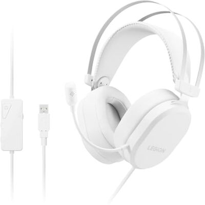 Lenovo Legion H320 7.1 Surround Sound Cuffie da gioco, due modalità audio per gaming e musica, USB-A, colore bianco Lenovo Legion H320 7.1 Surround Sound Cuffie da gioco, due modalità audio per gaming e musica, USB-A, colore bianco