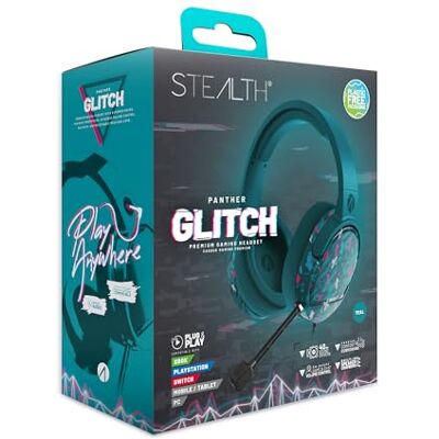 STEALTH PANTHER Cuffie da Gaming GLITCH Verde acqua, Cuffie da gaming Headset compatibili con PS4/PS5, XBOX, Switch, PC con microfono flessibile, jack da 3,5 mm, cavo da 1,5 m, leggere e comode STEALTH PANTHER Cuffie da Gaming GLITCH Verde acqua, Cuffie da gaming Headset compatibili con PS4/PS5, XBOX, Switch, PC con microfono flessibile, jack da 3,5 mm, cavo da 1,5 m, leggere e comode
