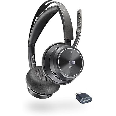 PLT Poly Voyager Focus 2 UC, Cuffia Senza Filo, Connessione Bluetooth 5.1, Dongle USB-A e USB-C BT700, Cancellazione Rumore, Cuscinetti Similpelle, Autonomia 40 Ore, Compatibile con Windows e mac, Nero PLT Poly Voyager Focus 2 UC, Cuffia Senza Filo, Connessione Bluetooth 5.1, Dongle USB-A e USB-C BT700, Cancellazione Rumore, Cuscinetti Similpelle, Autonomia 40 Ore, Compatibile con Windows e mac, Nero