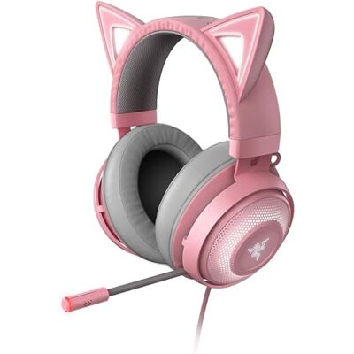 Razer Kraken Kitty Cuffie USB con Orecchie da Gatto e Chroma Illuminazione Reattiva allo Streaming (Microfono con funzione di cancellazione attiva del rumore) Quartz Rosa Razer Kraken Kitty Cuffie USB con Orecchie da Gatto e Chroma Illuminazione Reattiva allo Streaming (Microfono con funzione di cancellazione attiva del rumore) Quartz Rosa