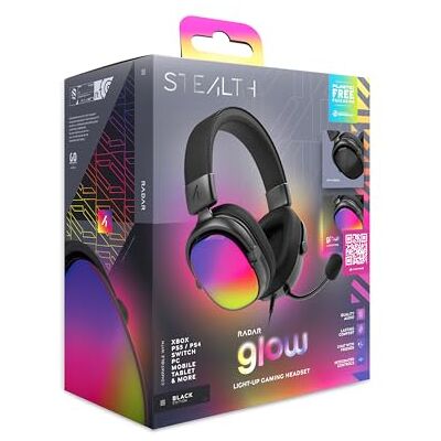 STEALTH RADAR Cuffie da gioco illuminate, compatibili con console di gioco, cellulari e PC, colore: Nero STEALTH RADAR Cuffie da gioco illuminate, compatibili con console di gioco, cellulari e PC, colore: Nero