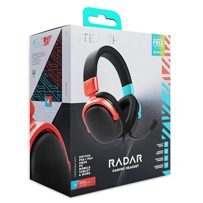 STEALTH RADAR Cuffie da gioco, compatibili con console di gioco, cellulari e PC, colore: Blu/Rosso STEALTH RADAR Cuffie da gioco, compatibili con console di gioco, cellulari e PC, colore: Blu/Rosso