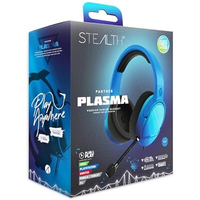 STEALTH PANTHER Plasma Blue Cuffie da Gaming Over Ear compatibili con PS4/PS5, XBOX, Switch, PC con microfono flessibile, jack da 3,5 mm, cavo da 1,5 m, leggere, comode e resistenti STEALTH PANTHER Plasma Blue Cuffie da Gaming Over Ear compatibili con PS4/PS5, XBOX, Switch, PC con microfono flessibile, jack da 3,5 mm, cavo da 1,5 m, leggere, comode e resistenti