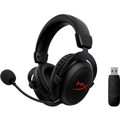 HyperX Cloud Core, Cuffie da Gaming Senza Filo, Connessione a 2,4 GHz, Telaio in Alluminio, Cuscinetti in Memory Foam Rivestiti in Similpelle, Autonomia Fino a 20 Ore, Adatto per PC, Nero HyperX Cloud Core, Cuffie da Gaming Senza Filo, Connessione a 2,4 GHz, Telaio in Alluminio, Cuscinetti in Memory Foam Rivestiti in Similpelle, Autonomia Fino a 20 Ore, Adatto per PC, Nero