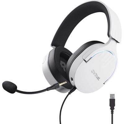 GXTrust 490W Fayzo Cuffie Gaming USB con Audio Surround 7.1, Driver 50 mm, 35% Plastica Riciclata, Illuminazione RGB, Over-Ear Cuffie con Microfono Noise Cancelling per PC PS5 Bianco GXTrust 490W Fayzo Cuffie Gaming USB con Audio Surround 7.1, Driver 50 mm, 35% Plastica Riciclata, Illuminazione RGB, Over-Ear Cuffie con Microfono Noise Cancelling per PC PS5 Bianco