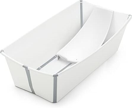 Stokke Flexi Bath X-Large Pack, Bianco Vaschetta pieghevole + Supporto per neonati Durevole e Facile da conservare Ideale per neonati fino ai 48 mesi