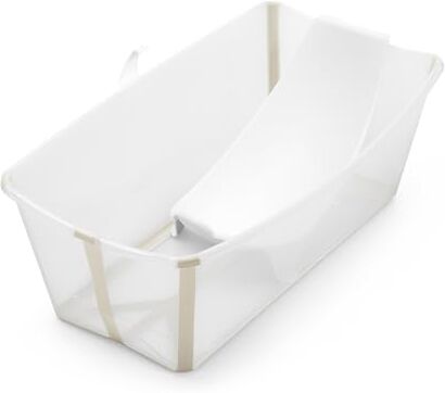 Stokke Flexi Bath Pack, Sandy Beige Vaschetta pieghevole + Supporto per neonati Durevole e Facile da conservare Comodo da usare a casa o in viaggio Ideale per neonati fino ai 48 mesi