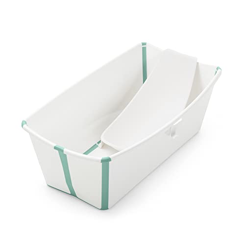 Stokke Flexi Bath Pack, Aqua Vaschetta pieghevole + Supporto per neonati Durevole e Facile da conservare Comodo da usare a casa o in viaggio Ideale per neonati fino ai 48 mesi